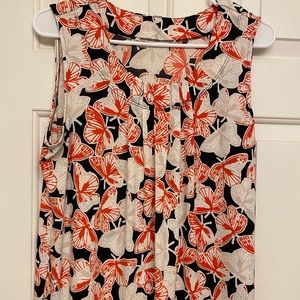 Sleeveless cotton knit scoop neck summer blouse